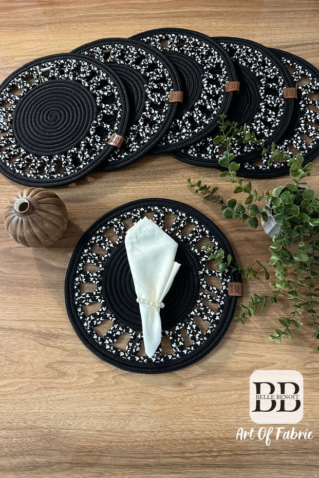 Set of 6 Handmade Jute Placemats, Bohemian Wicker American Serving Set, Decorative Table Setting, 33 Cm.