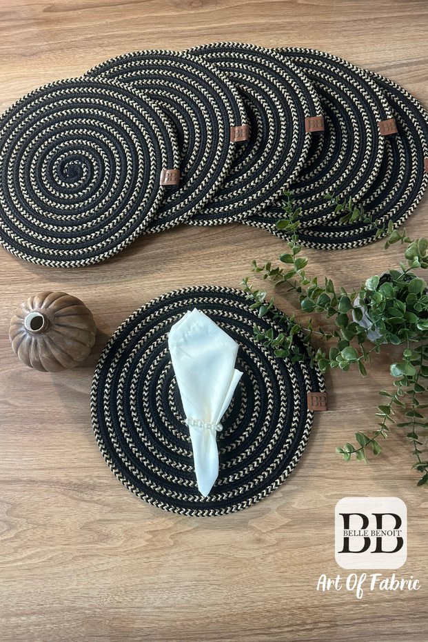 Set of 6 Handmade Jute Placemats Round Wicker Braided Bohemian American Style Kitchen and Dining Room Decoration Everyday Table Settings Breakfast Presentations Decorative Rustic Table Setting Accessory for Special Invitations