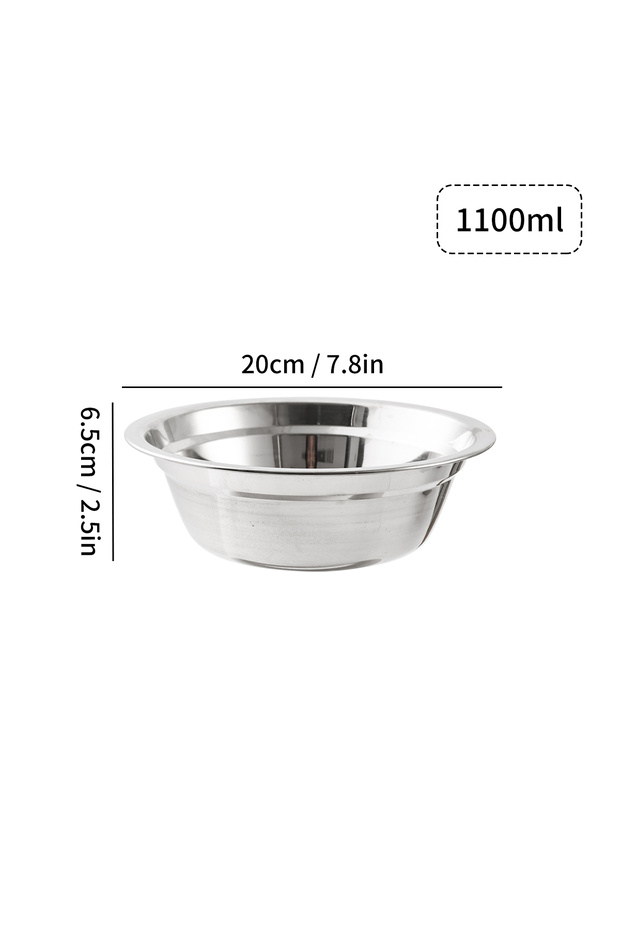 WORTHBUY 20CM WORTHBUY Round Fruit Salad Bowl 304 Stainless Steel Kneading Bowl Large Capacity Cooki