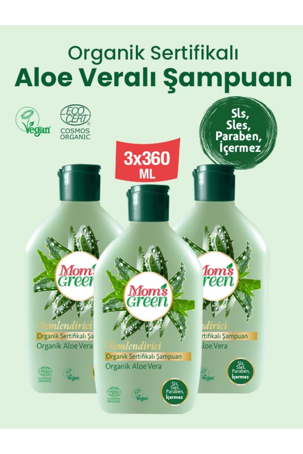 Set of 3 Mom's Green Organic Aloe Vera Shampoo