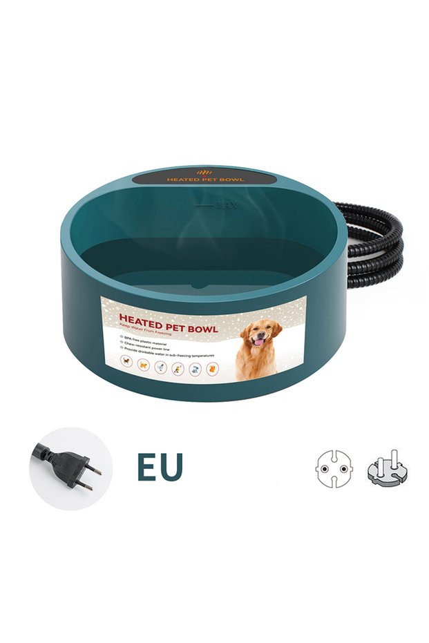 EU plug Dog Heated Water Bowl Pet Thermostatic Dog Bowl for Cats Dogs Chicken Birds Outdoor Winter D
