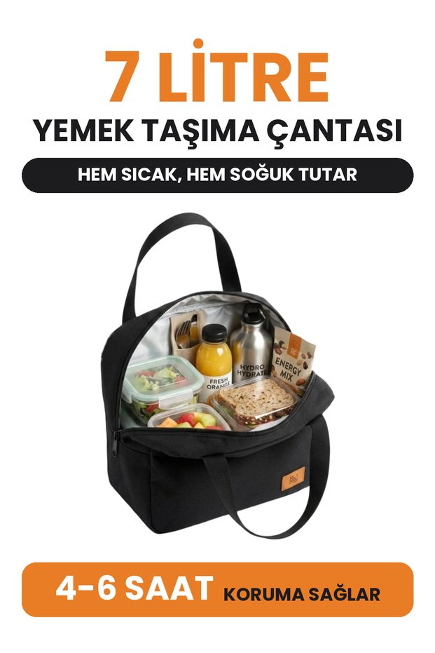7L Thermal Bag Insulated Camping Picnic Cooler Cold Hot Preservation-Black