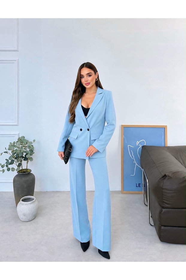 Special Edition Jacket Palazzo Pants Ice Blue Suit