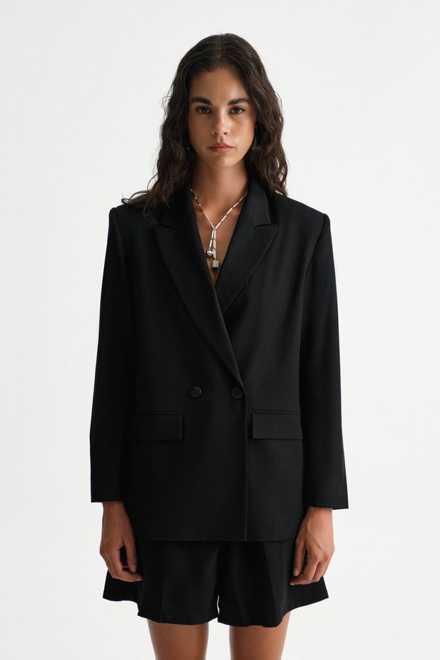 Premium Kybele Oversize Double-Breasted Woven Jacket