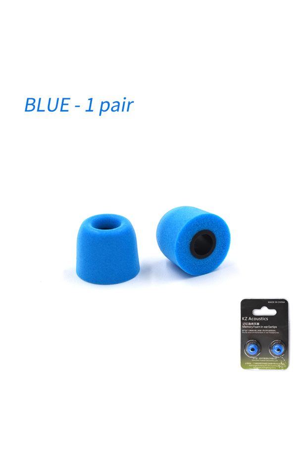 Blue - 1 Pair KZ Noise Isolating Comfortable Memory Foam Ear Tips Upgrade Enhance Bass Ear Pads Earb