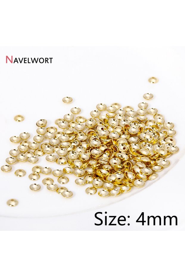 100 pieces 14K Gold Plated 3mm/4mm 14K Gold Plated Brass Tiny Bead Caps For DIY Bracelet Necklace Ma