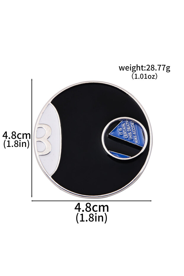 X00636 Black Eight Ball Spinning Enamel Pin Brooch Can Be Rotated To Different States Lapel Pin Badg