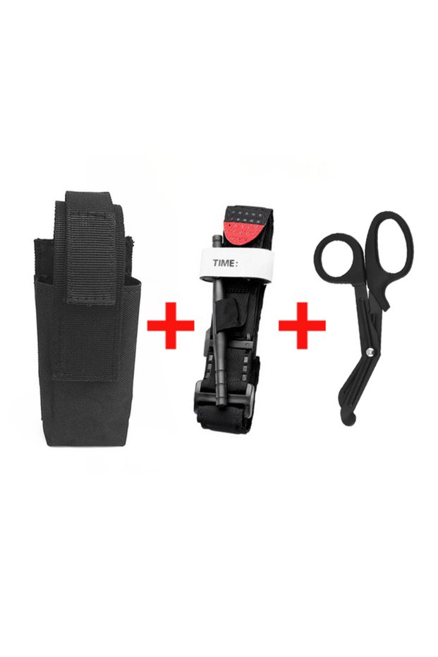 black Wholesale 1000D Molle Tourniquet Pouch Holder with Shear Tactical Pen Belt Trauma Medical Shea