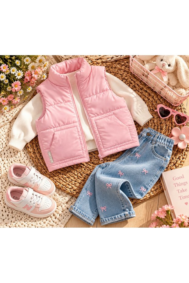 Soft Pink Inflatable Vest with Zipper Closure - Pastel Pink - 5-6 Years - St00299-Pastel Pink-5-6 Years