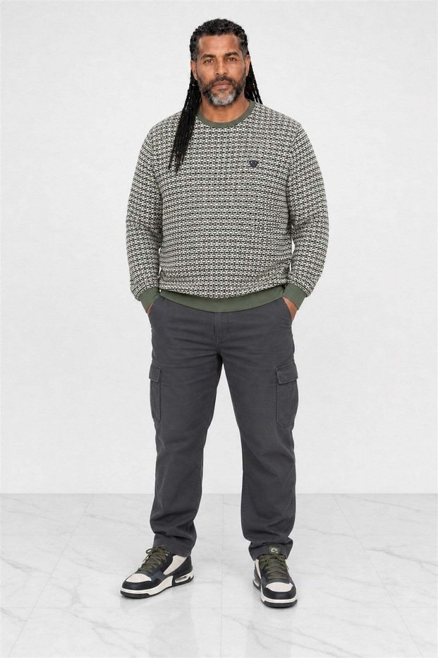 Large Size Men's Crew Neck Sweatshirt 22715-khaki