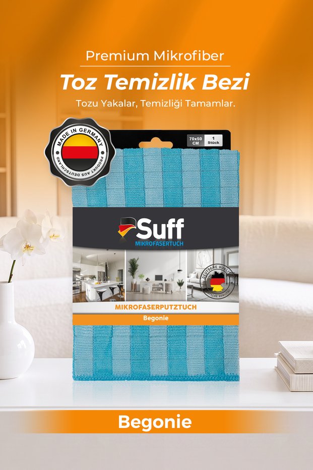 Begonie Microfiber Dusting Cloth Large Surface Glass and Coffee Table Cleaning Cloth with Stripes 70X50 cm Blue