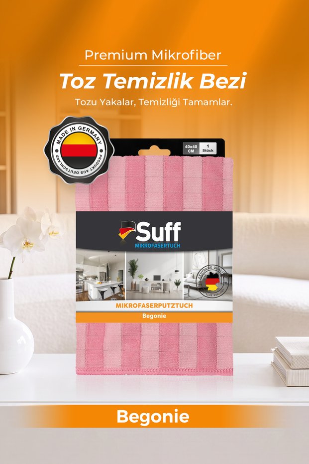 Begonie Microfiber Dusting Cloth Non-Scratch Sensitive Surface Dusting Cloth with Stripes 40X40 cm Pink