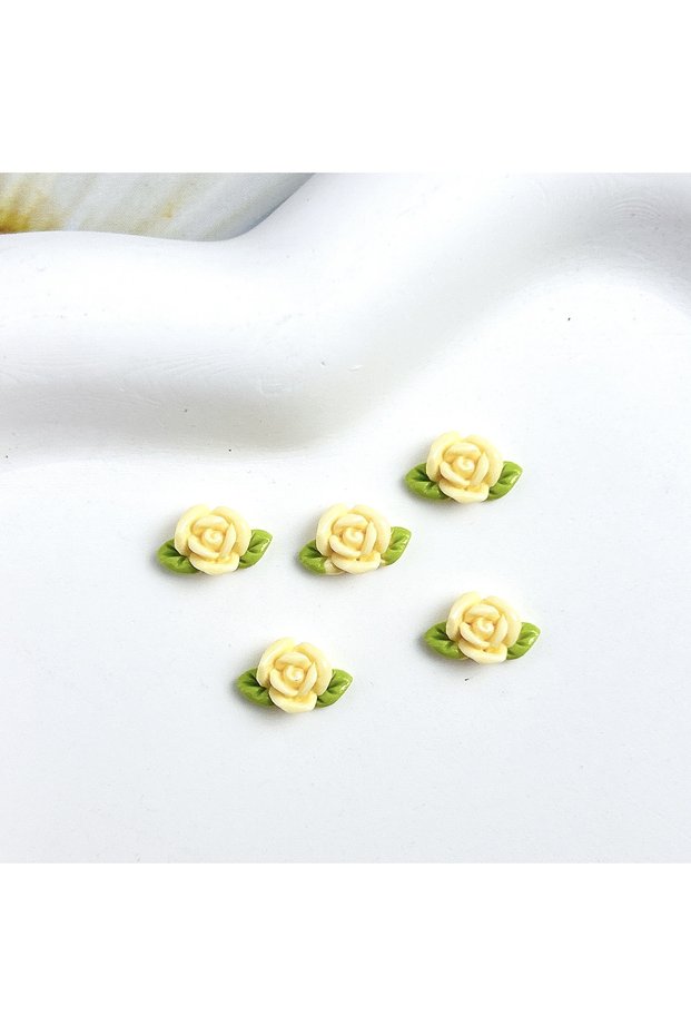 NAILFYOU 20pcs-2 20pcs Leaf Flowers Nail Charms 5D Resin Luminous Rose Nail Decorations 10*7mm Multi