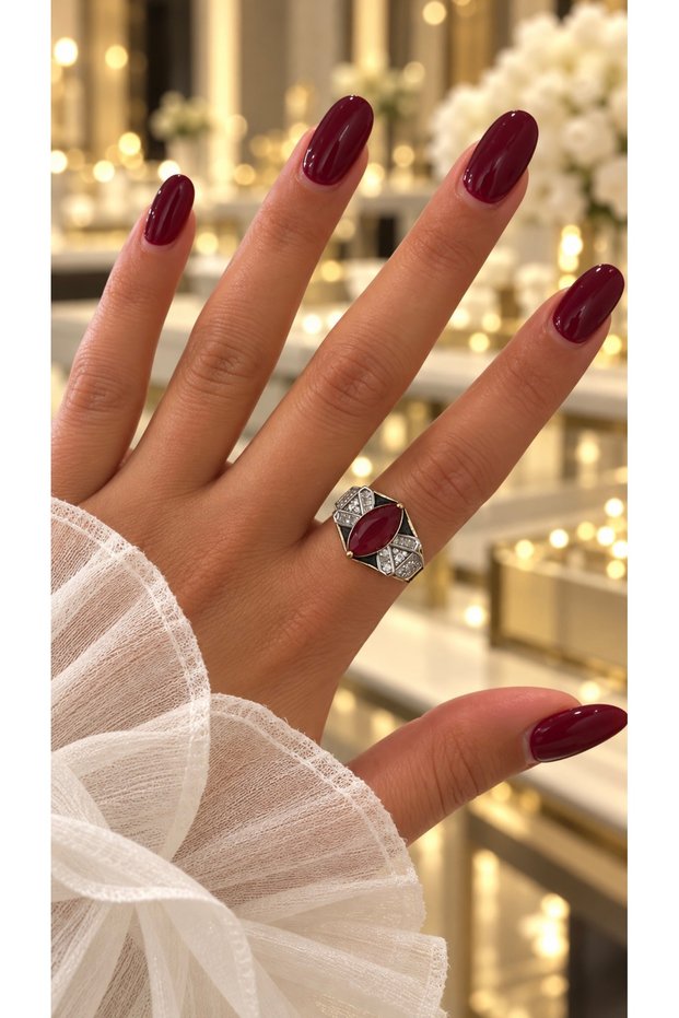 Design Red Zircon Stone Adjustable Stainless Steel Ring