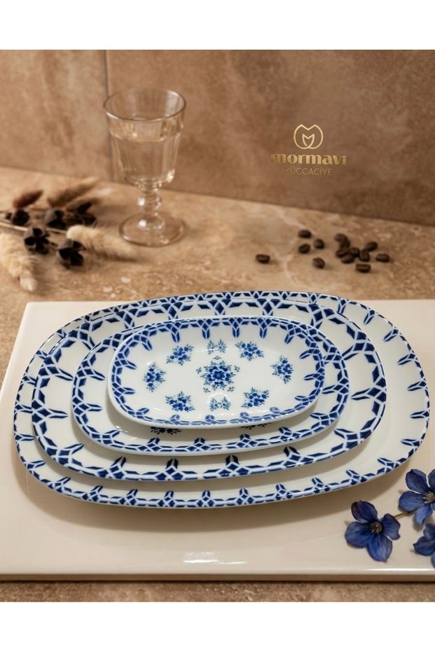 Porselen Ada 4-Piece Set (29, 24, 19, 15 cm) Salad, Serving, Boat Plate