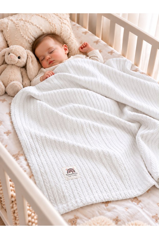 Ftbabaycollection Knitted Pique Fabric 100% Cotton Baby Blanket 90X110 cm
