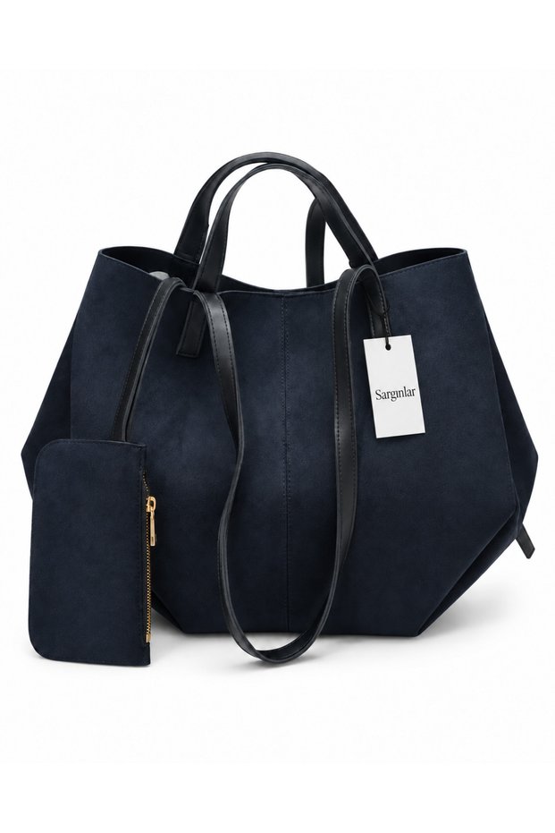 Verona Suede Textured Wallet Large Tote Shoulder Bag with Charm Gift