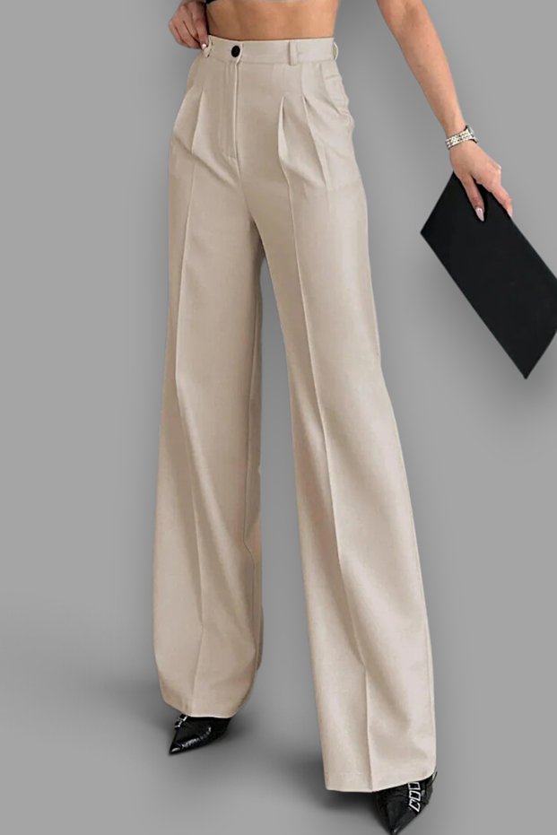 Wide Leg High Waist Double Pleated Palazzo Pants