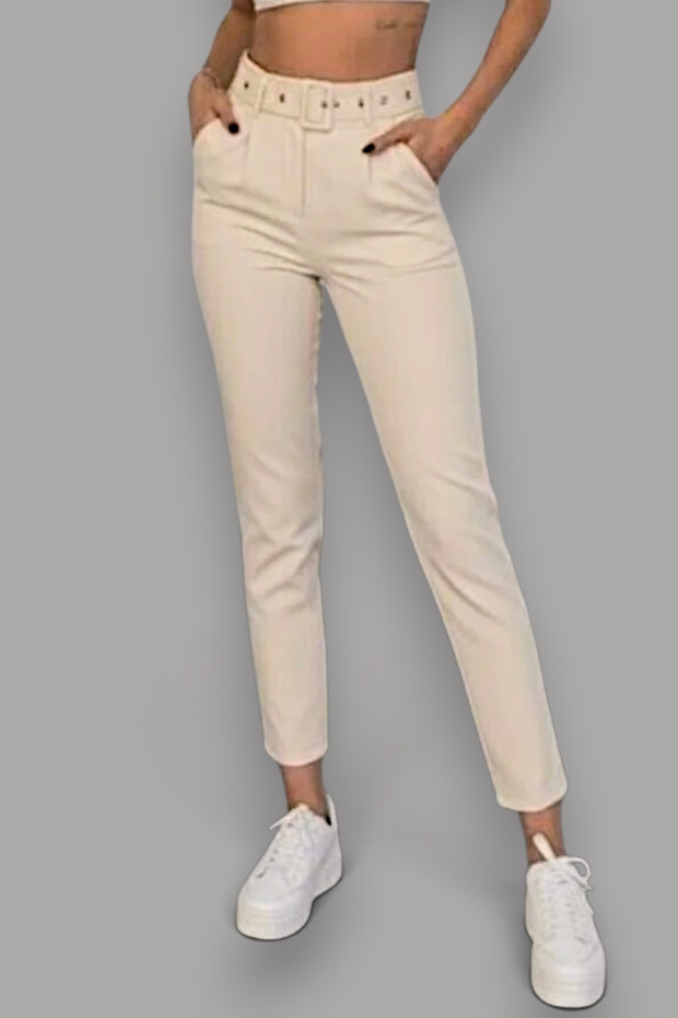 Women's Havuç Pleated Cuffed Belted Seasonal Fabric Trousers