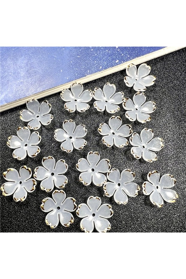White 50pcs/set 19MM Acrylic Cherry Blossoms Flower Beads Petals Charm Connectors Diy Earrings Hair
