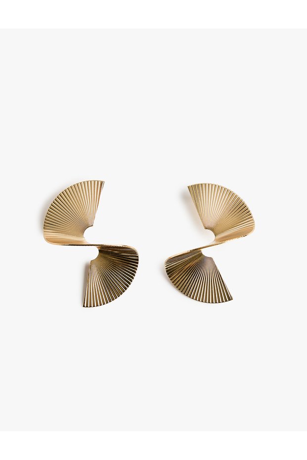 Large Size Textured Steel Abstract Earrings