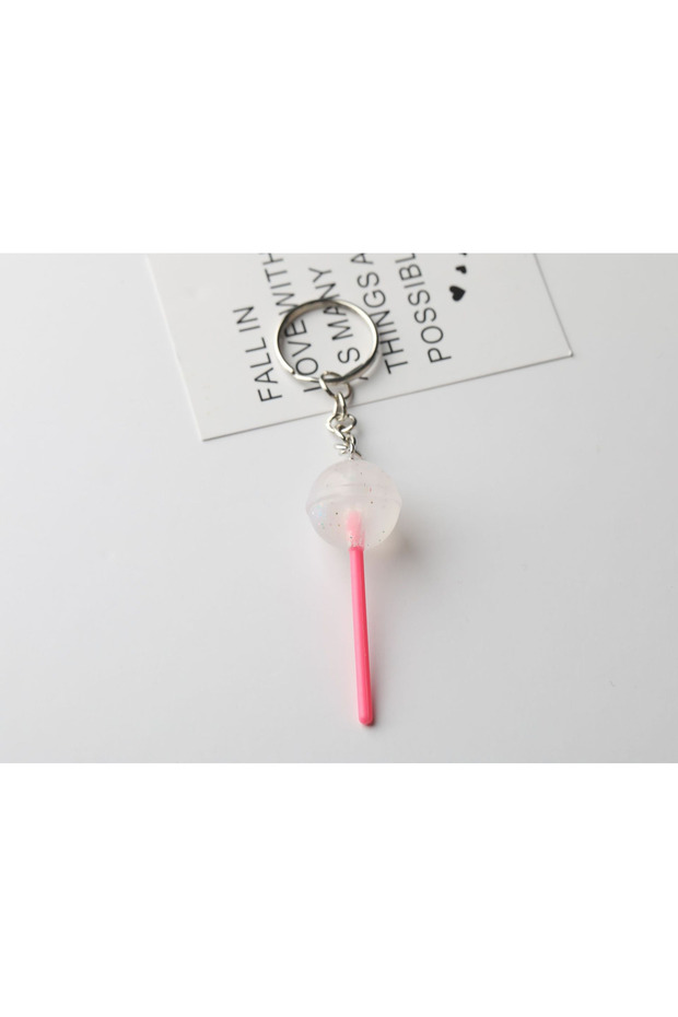 white Lovely Resin Candy Lollipop Keychain Mini 3D Simulation Food Key Rings for Men Women Handbag P