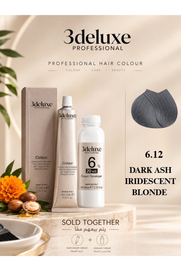 Hair Color Cream & Cream Developer 20 vol.(6%) β 100 ml Each Dark Ash Iridescent Blonde 6.12