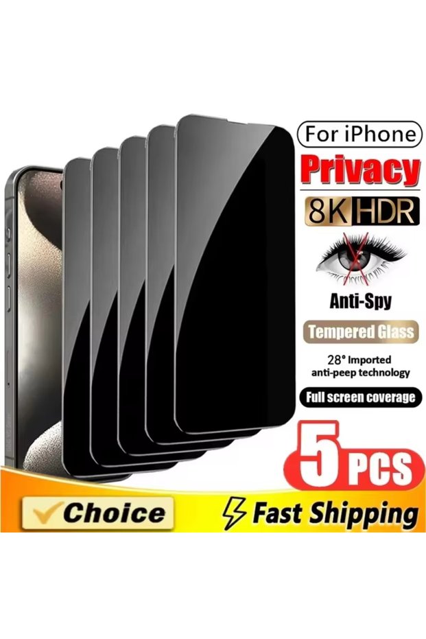 iPhone 14 Anti Peeping 5 Pieces 5PCS Anti-Spy Glass For iPhone 17 16 15 14 13 12 11 Pro Max Privacy