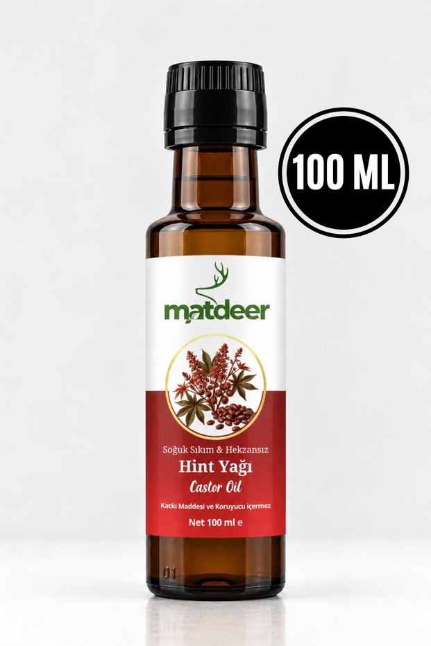 100 ml Hexane-Free Castor Oil - 100% Pure Eyebrow, Eyelash and Hair Care Oil - Cold Pressed