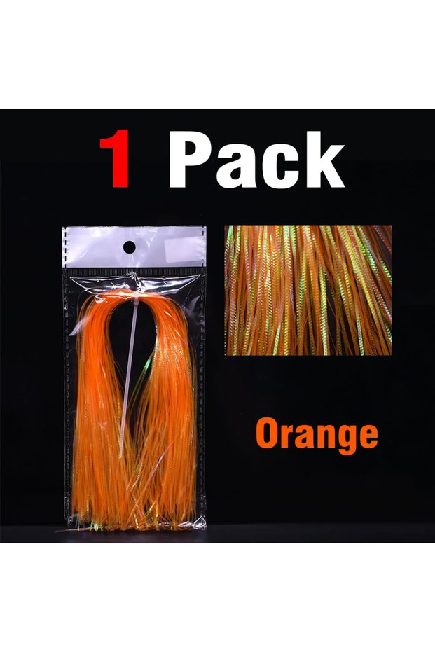 Orange MNFT 1mm Corrugated Gliss Strands Saltwater Fishing Jig Hook Streamer Flies Tying Materials F