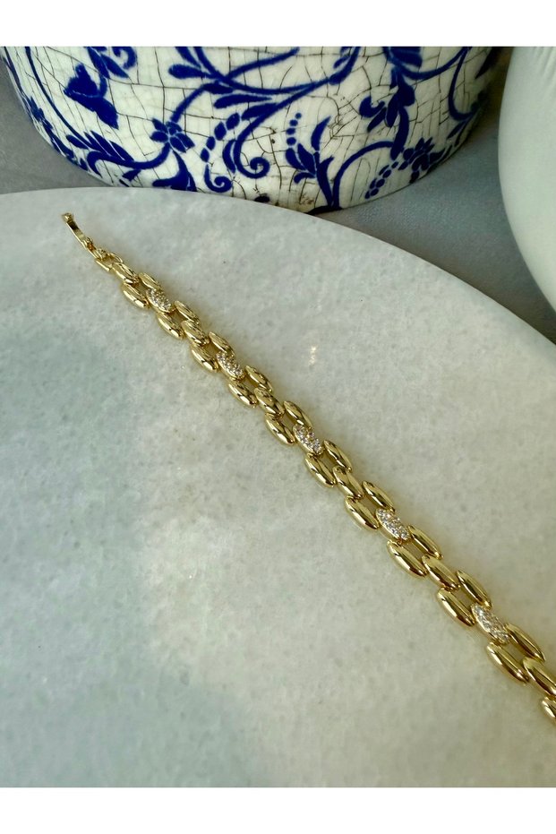 Cm Jewerly Chain and Zircon Stone Steel Bracelet