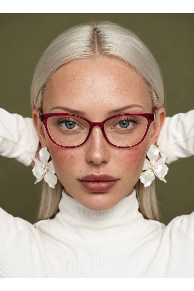 Bordo 56 Ekartman Cat Eye Bone Transparent Women's Men's Blue Light Protected Blue Block Screen Glasses