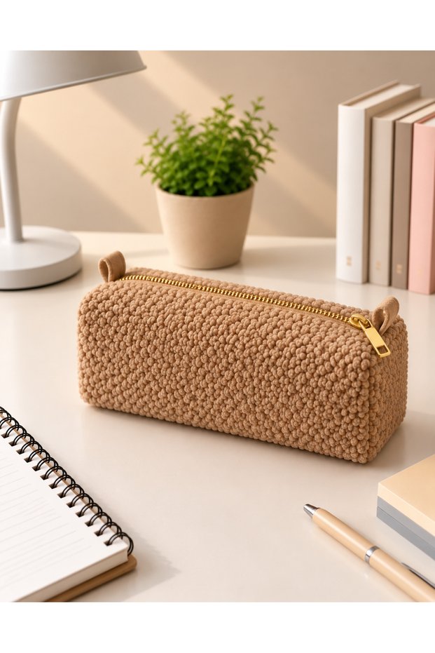 Mink Plush Pencil Case Large Zippered Bag – Soft Textured Makeup and Organizer Bag Multi-Purpose