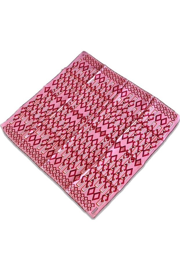 Pink Geometric Pattern Tivil Silk Scarf 9172 - 01