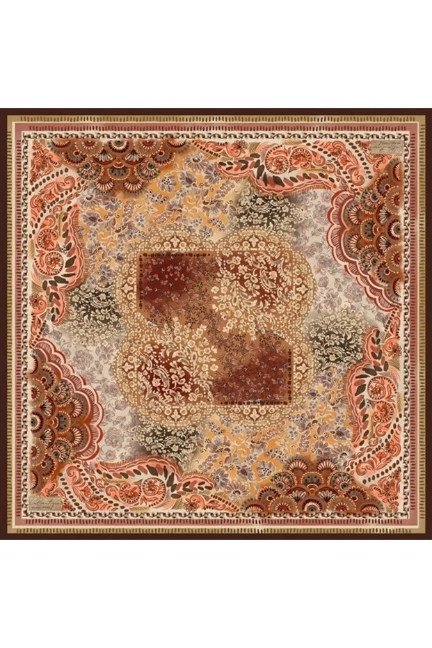 Saf Sura Silk 2855 01 Salmon - Brown Ethnic Pattern