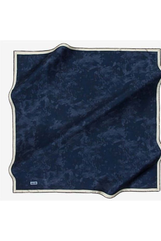 Sura Pure Silk Scarf 7208701 322 Navy Blue Cloud Pattern