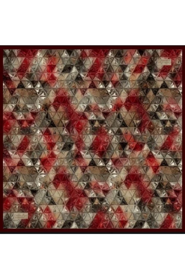 Saf Sura İpek 2818 08 Red - Black Geometric Pattern