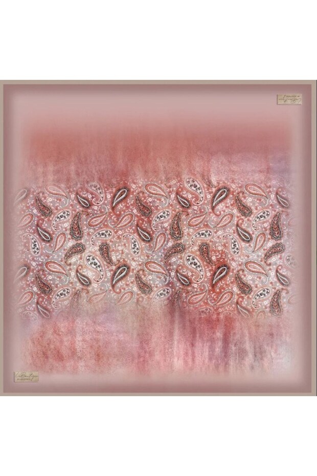 Sura Pure Silk Scarf 2714 03 Pink Ethnic Pattern