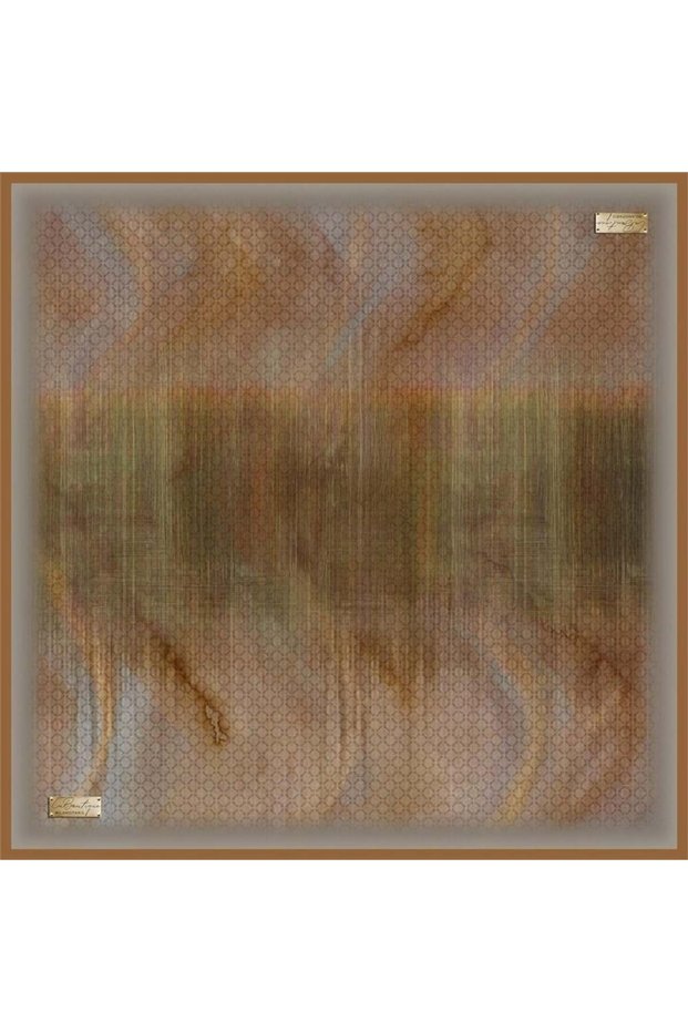 Sura Pure Silk Scarf 2472 03 Mink Geometric Pattern