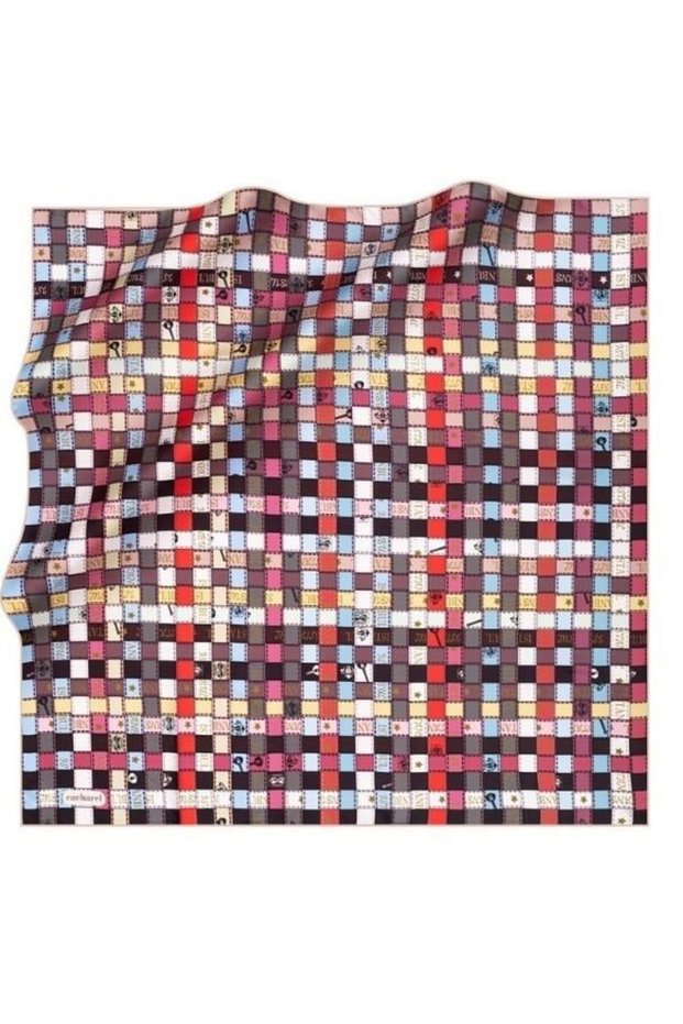 Pure Tivil Silk Scarf 8376313 - 961 Powder Plaid Pattern