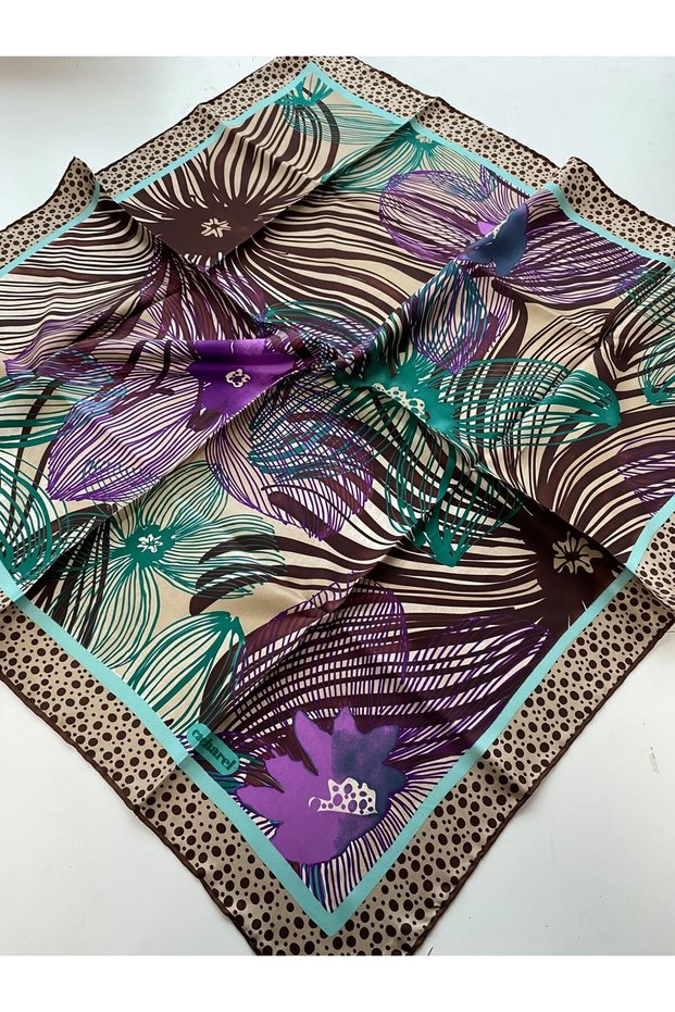 Tivil Silk Scarf 4214701 - 311 Purple Floral Pattern