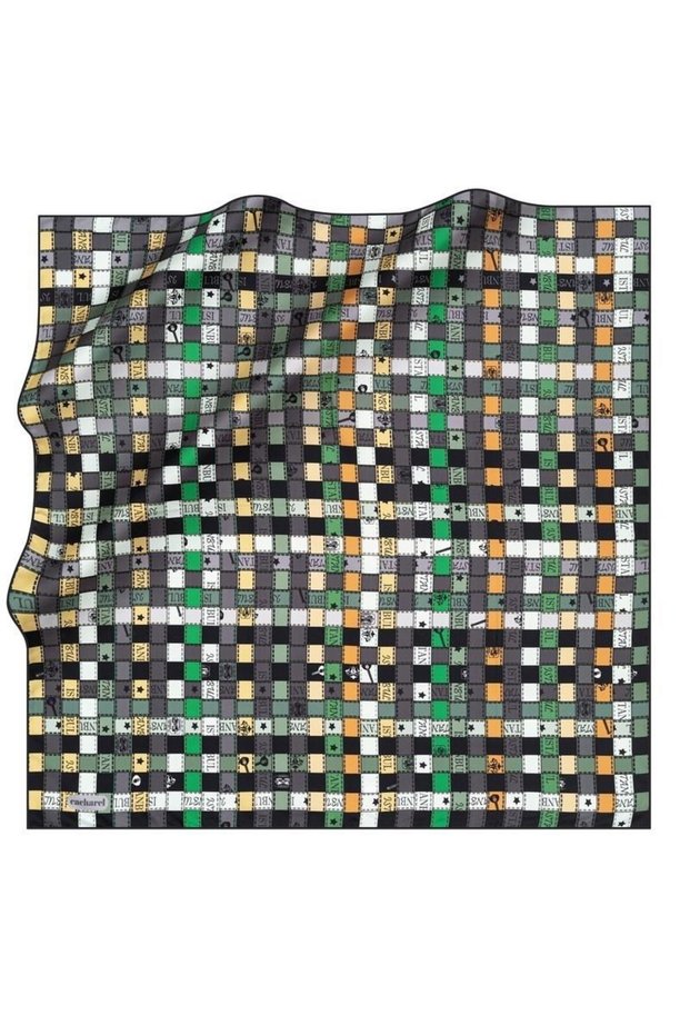 Pure Tivil Silk Scarf 8376313 - 913 Green - Black Plaid Pattern