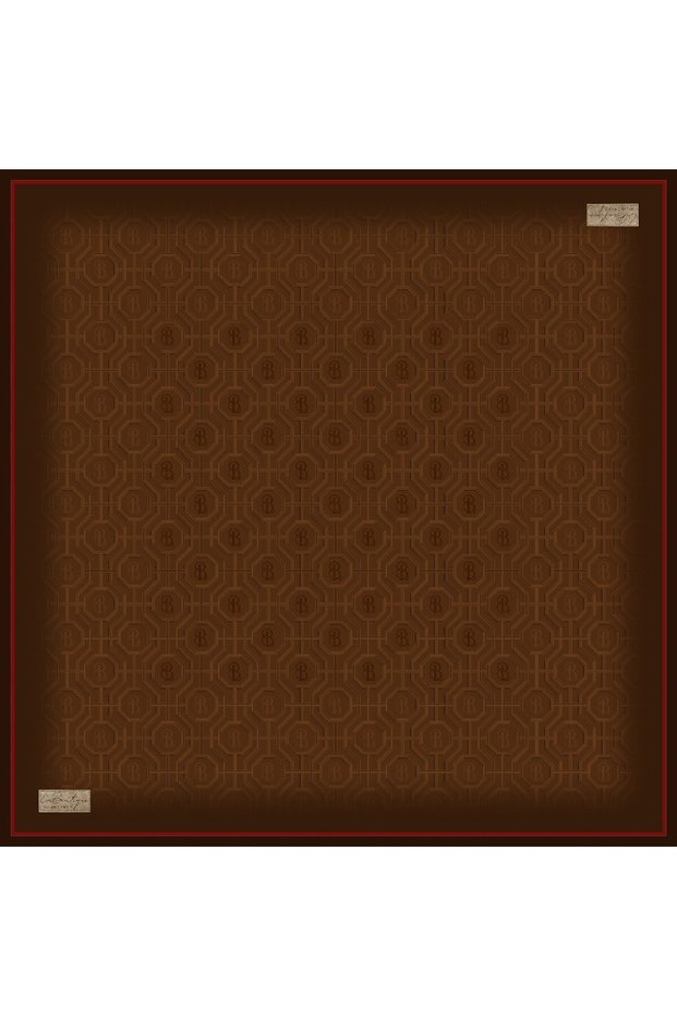Tivil Pure Silk Scarf 2667 02 Tan Geometric Pattern