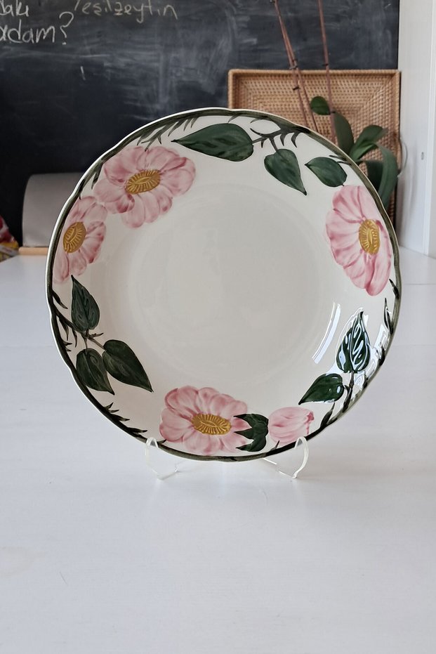 Wild-Rose Handmalerei Antique Porcelain Dinner Plate Pink Green
