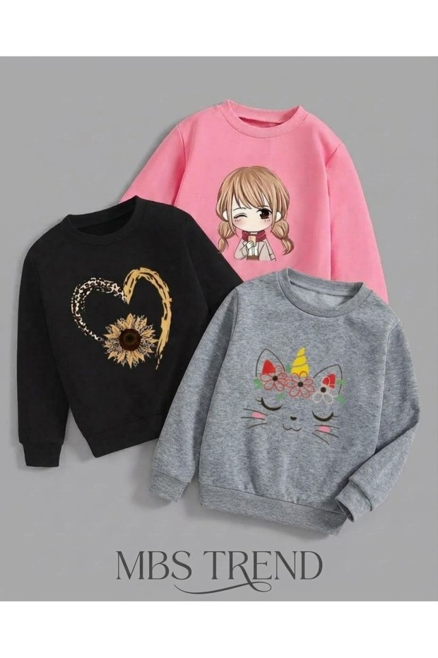 Winter Girls' & Youth Sweatshirt Collection - Printed Crew Neck Sweatshirt