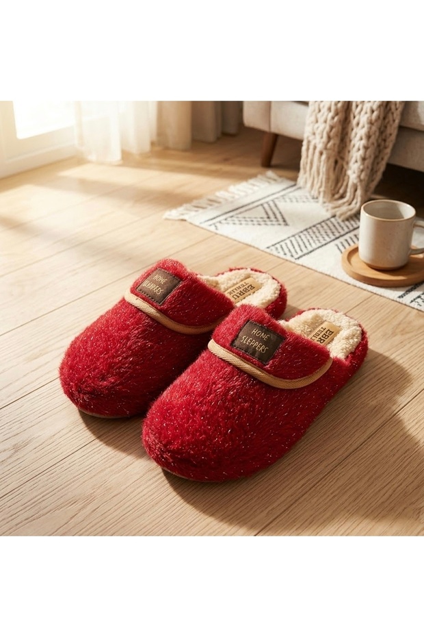 Women's Plush Glittery House Slippers Silent Sole Dowry Gift Slippers