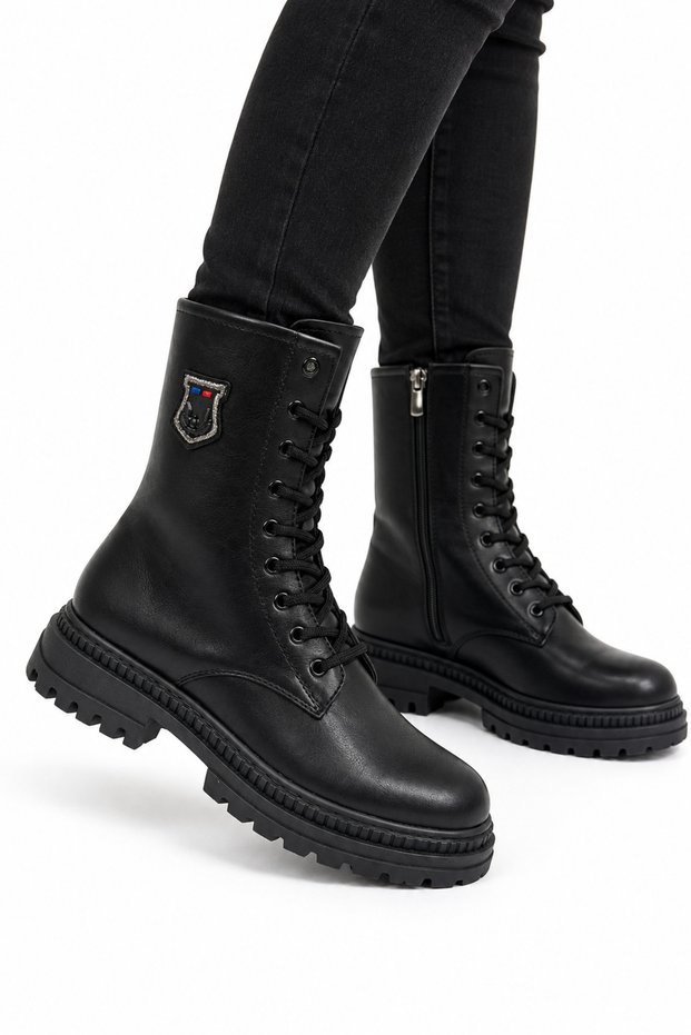 Winter Side Zipper Long Women's Boots Black