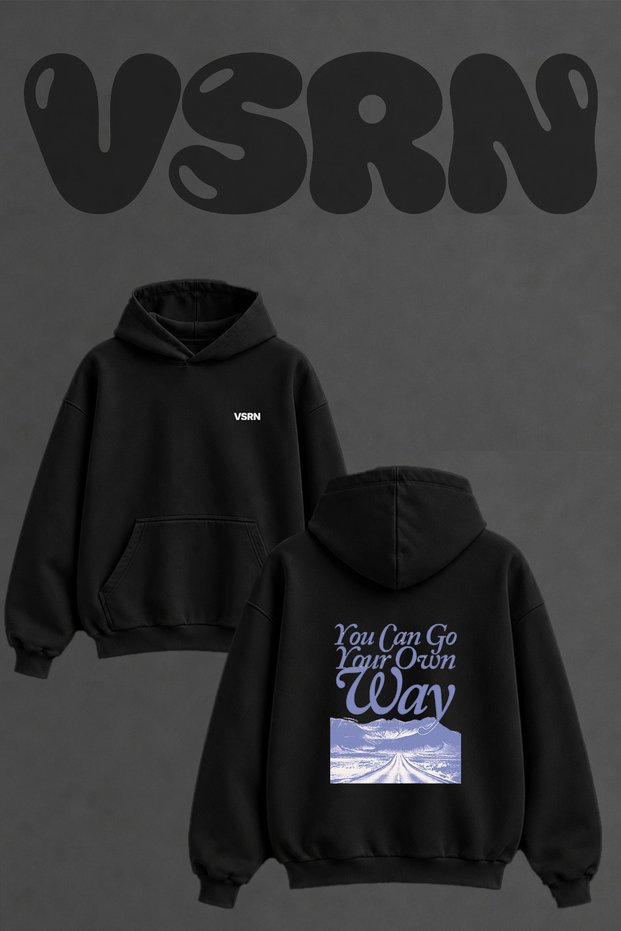 سويت شيرت أسود كبير الحجم بطباعة على الظهر من Own Way Design