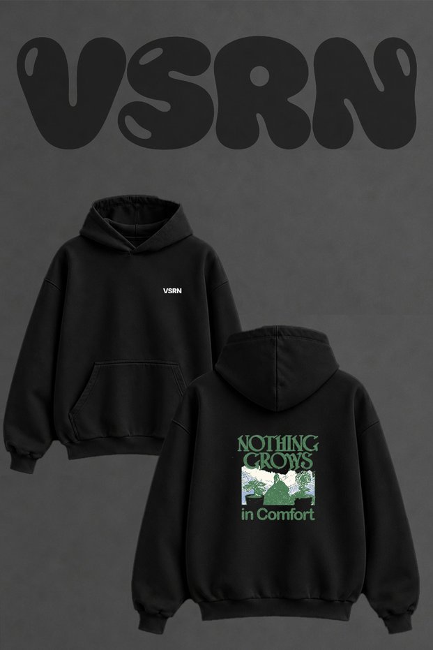 Daga Tirmanis Design Back Printed Oversize Black Hooded Sweatshirt