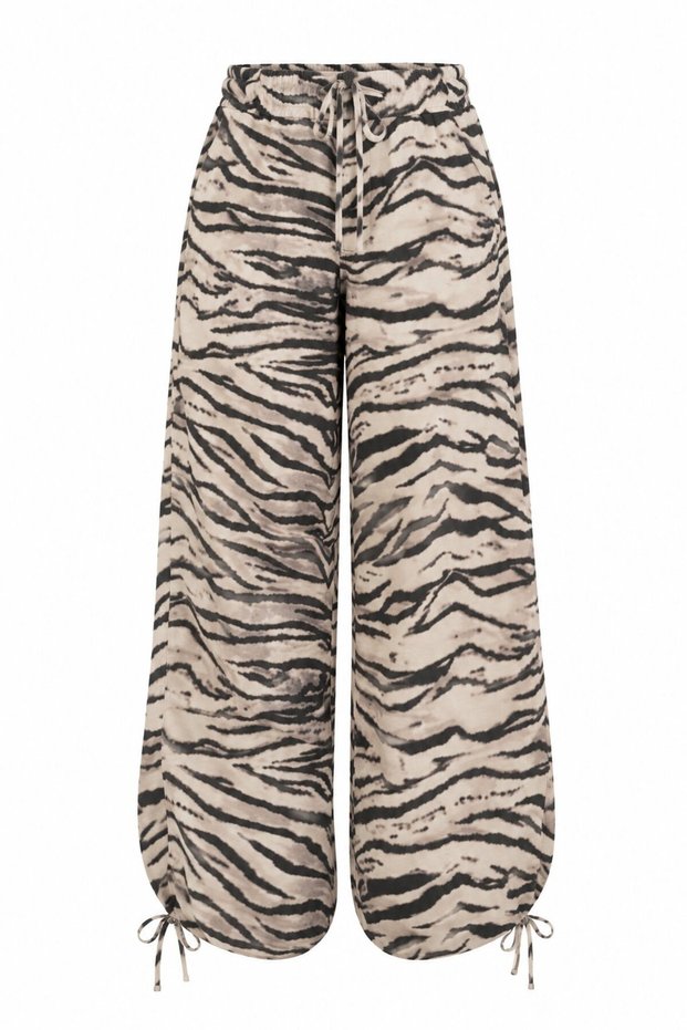 Zebra Pattern Trousers with Tie-Up Detail on the Cuffs - 0290